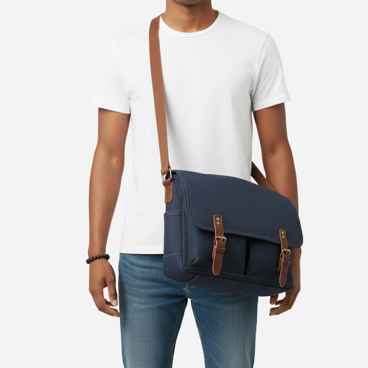 Vintage Explorer Denim Messenger Bag - Image 4