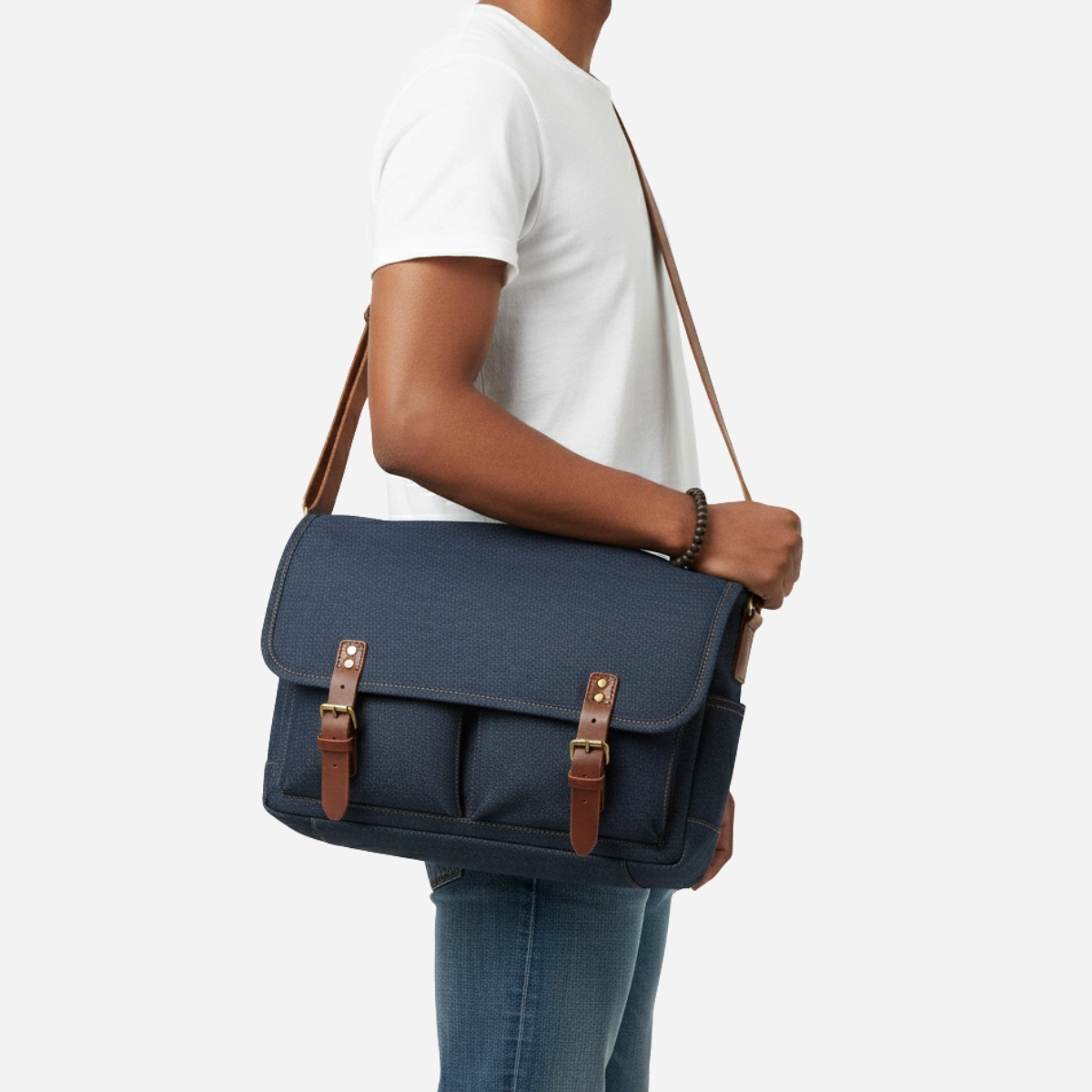 Vintage Explorer Denim Messenger Bag - Image 3