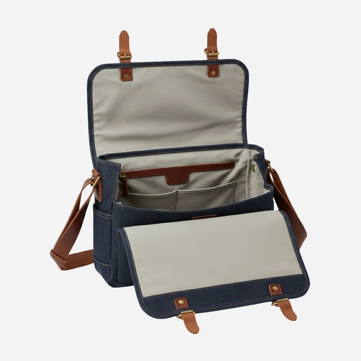 Vintage Explorer Denim Messenger Bag - Image 2